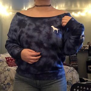 PINK off the shoulder tie dye sweater